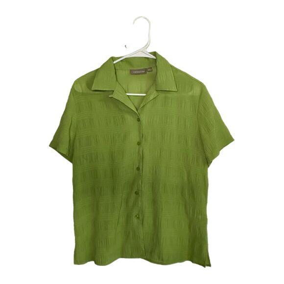 Croft & Barrow Lime Green Button Up Blouse, Medium - Picture 2 of 6